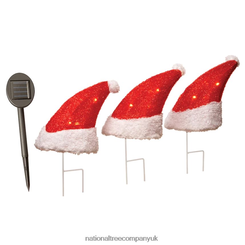 decoration | National Tree Company Three 18 in Solar Lit Santa Hats F2L4F624